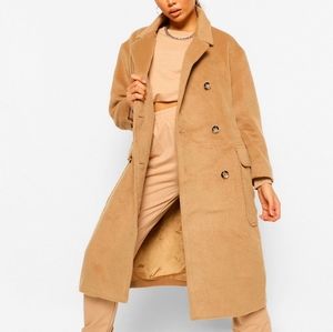 [NWT] Boohoo Brushed Double Breasted Wool Coat